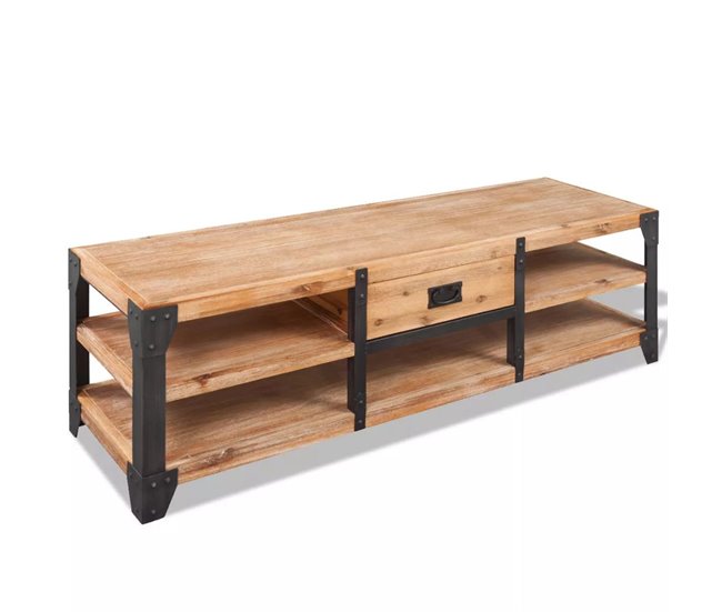 Mueble para TV madera de acacia maciza estilo industrial 2502070 Marron