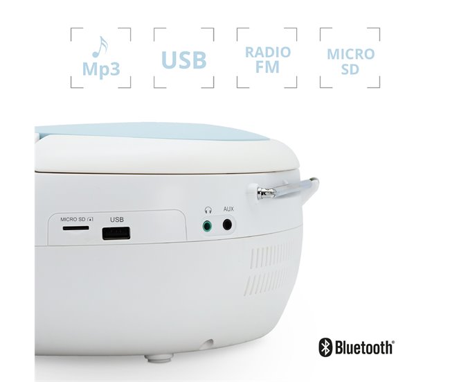 Radio Cd Bluetooth Metronic 477185 Azul Claro