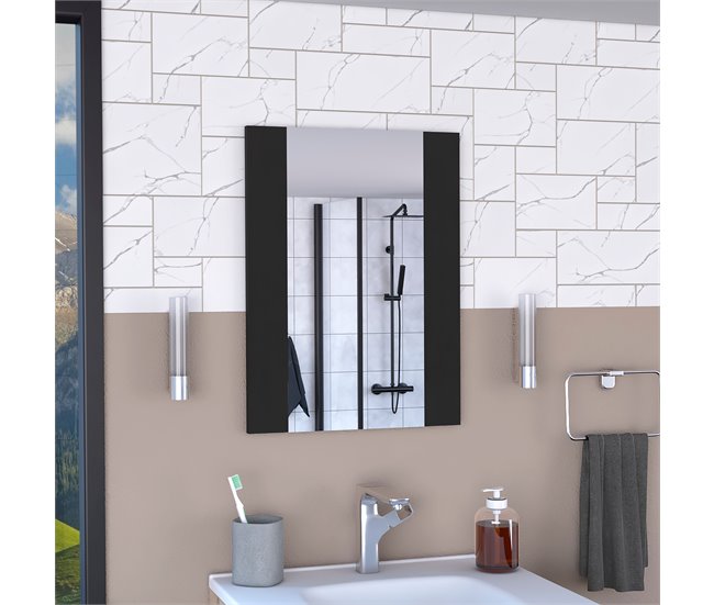 Espejo de Baño Madrid, con forma rectangular Negro