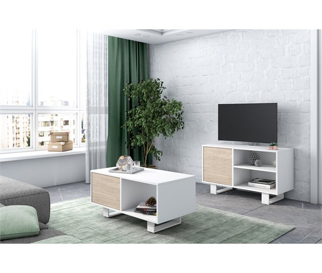 Conjunto de muebles  1Mueble TV100, 1 Mesa de Centro Blanco