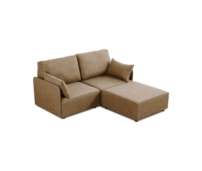 Sofá modular con chaiselongue 2 plazas y brazos Cubiq Beige