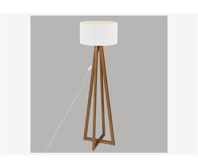 Lámpara de pie con base de madera CORINNA Blanco