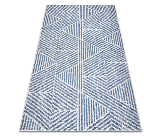 Alfombra COLOR SISAL líneas triangulos zigzag 200x290 Azul