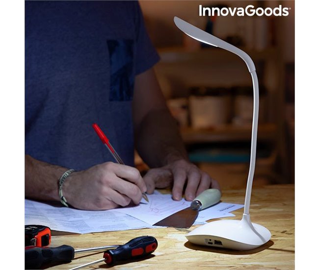 Lámpara LED de Mesa Recargable Táctil Lum2Go InnovaGoods Blanco