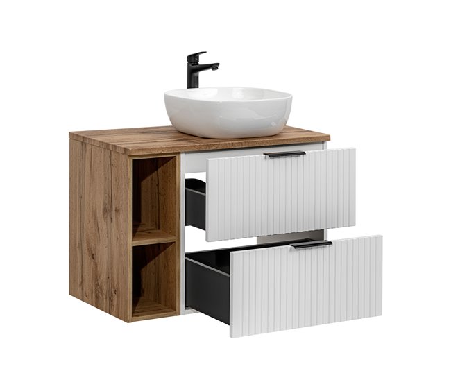 Conjunto mueble lavabo individual 2 nichos y columna Adriel 46 Blanco