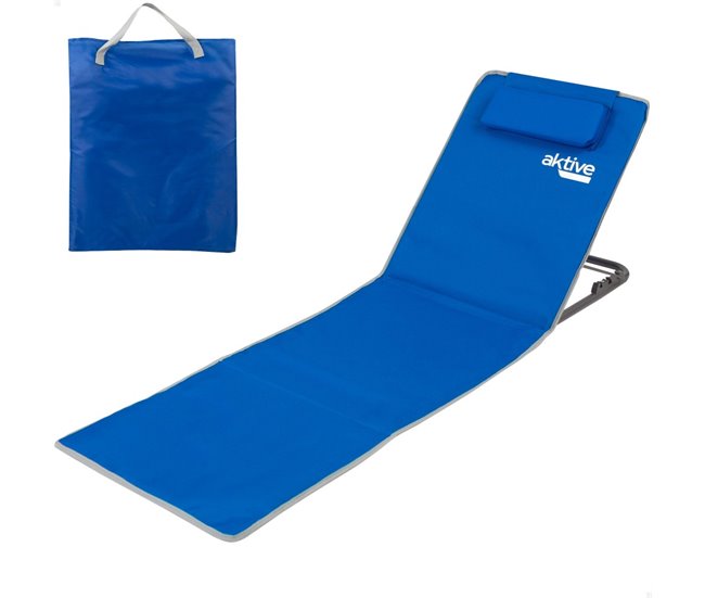 Esterilla plegable con respaldo reclinable, cojín y bolsillo Aktive Azul