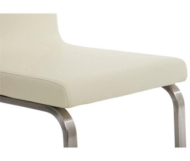 Set de 2 sillas de comedor diseño moderno en polipiel Crema