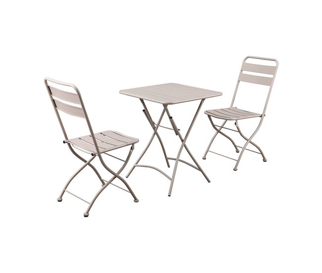 Conjunto de mesa y sillas plegables de exterior Mia Granito Topo