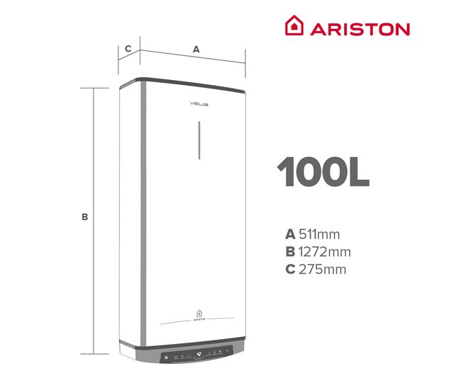 Termo eléctrico Ariston, Velis Tech Dry Wifi 100L Multipoisicion Gris