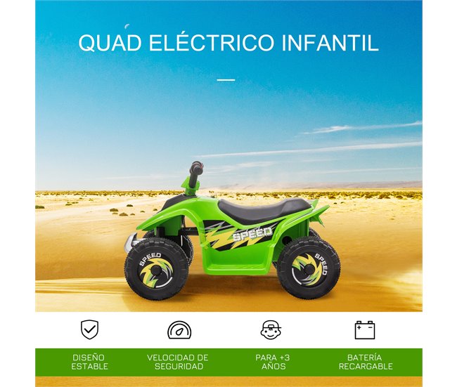 Quad Eléctrico Infantil HOMCOM 370-166V90GN Verde