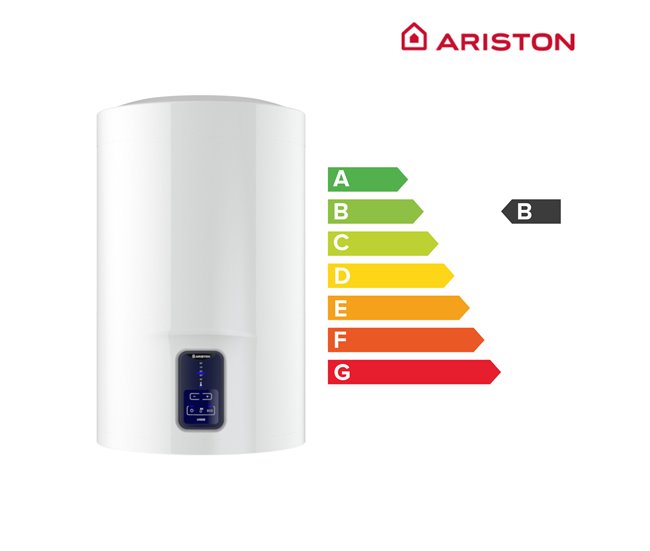 Termo eléctrico, Ariston, Lydos Eco Blu 50 litros + Soporte de pared Instafix | Clase Energetica B Blanco Lacado