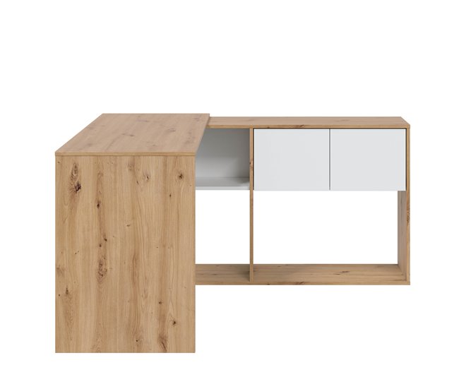 Mesa de escritorio Beja modular 2 puertas 2 huecos, madera/blanco Blanco