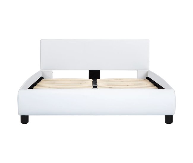 Estructura de cama de cuero sintético 140x200 Blanco