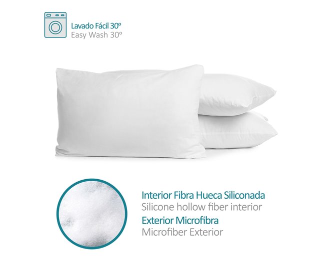 Vipalia Almohada Microfibra y Fibra hueca Siliconada Blanco Mate/ Sahara