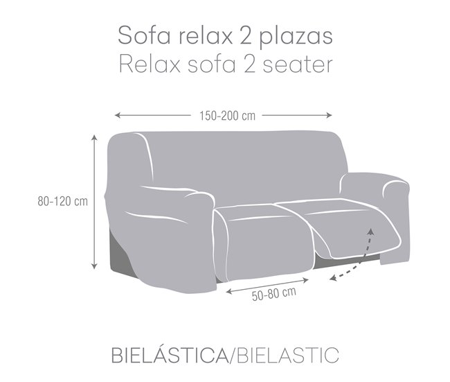 Funda Sofá Relax Bielastica Adaptable 2 Plazas Granate