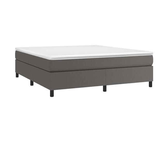 Estructura de cama box spring cuero sintético negro 180x200 cm