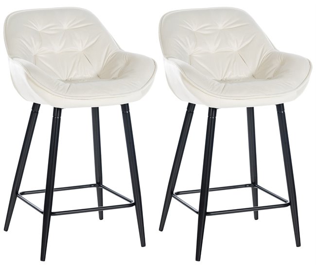Taburetes de bar sillas altas terciopelo Blanco