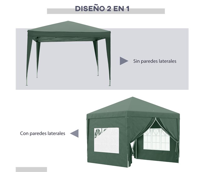 Outsunny® Carpa Cenador Plegable de 3x3m tipo Gazebo o Pabellón Jardín  Playa Terraza Camping Fiesta Tienda Eventos con Tela Impermeable + 1 Bolsa  Transporte Blanco-gris Acero y Oxford