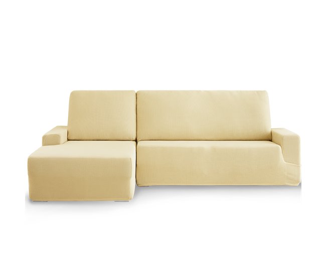 Eiffel Textile Funda de sofa chaise longue bielástica adaptable dos piezas. Monaco. Chaise Longue Izquierdo Brazo Corto Beige