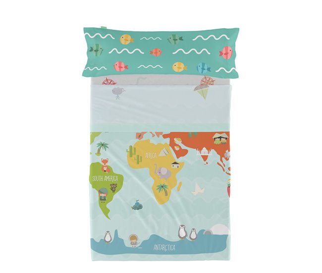 World map Juego de sábana Multicolor