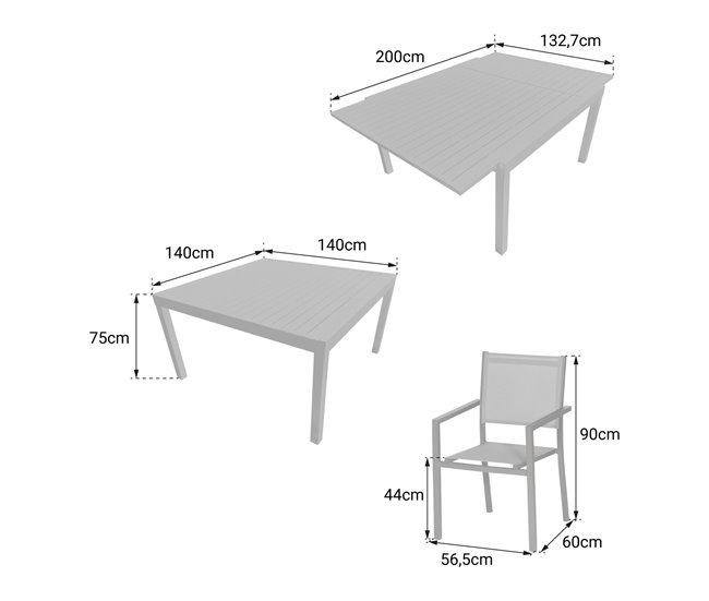 Conjunto de muebles de jardín VENEZIA extensible 10 asientos Blanco