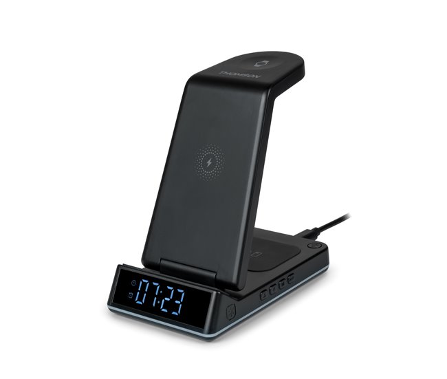 Reloj Despertador estacion Carga Inalambrica CL750IS Thomson Negro