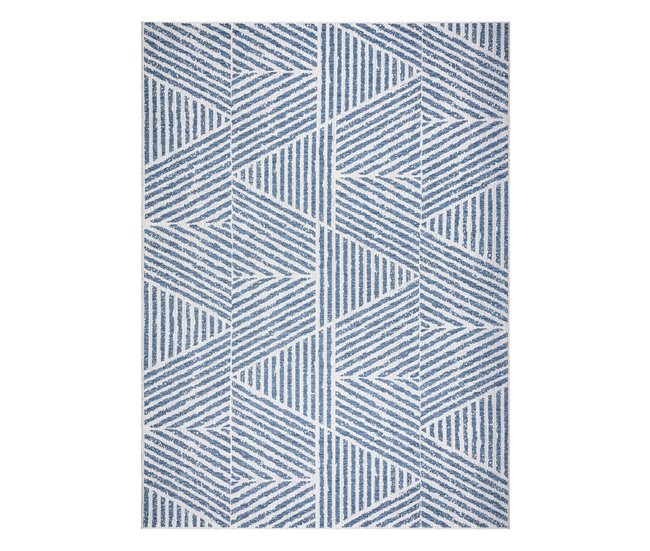 Alfombra COLOR SISAL líneas triangulos zigzag 140x200 Azul