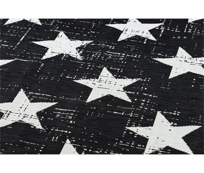 Alfombra de cuerda sisal FLAT Estrellas 140x200 Negro