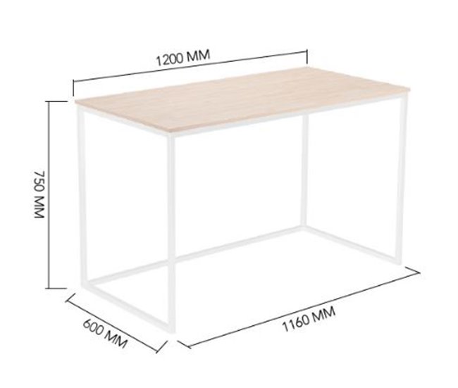Mesa de Estudio - Modelo MIA - 120 x 60 x 75 cm 120x60 Blanco