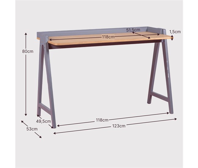 Mesa de escritorio minimalista de madera - Pop 123x53 Gris