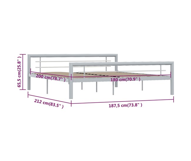Estructura de cama de metal 180x200 Gris
