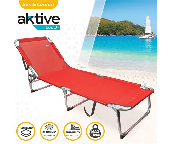 Tumbona plegable de aluminio 3 posiciones Aktive Beach Rojo