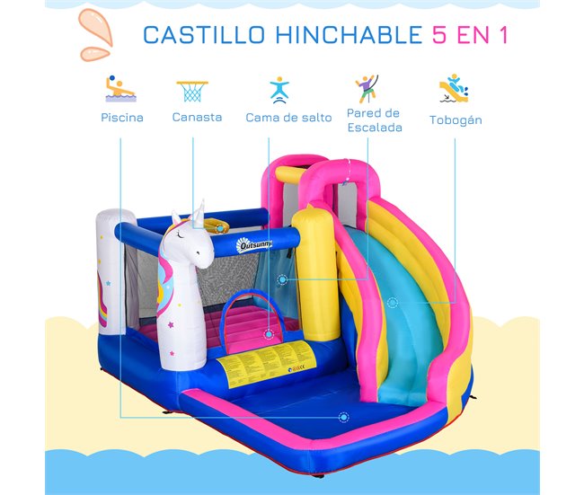Castillo Inflable Infantil Outsunny 342-027V90 Multicolor