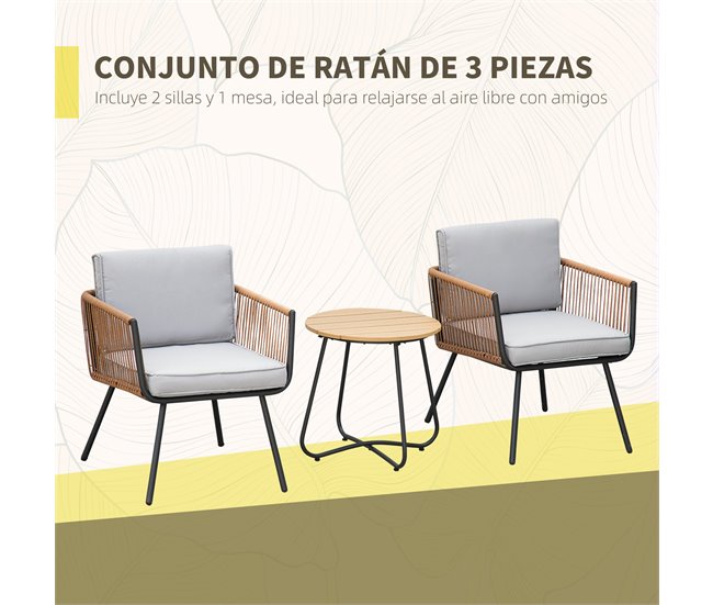 Muebles de Ratán Outsunny 863-107V00OG Blanco
