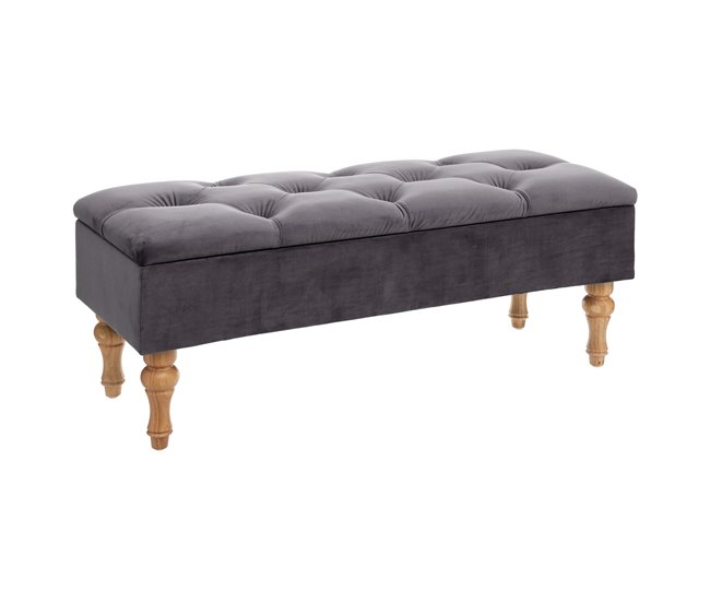 HOMCOM Banco Pie de Cama Acolchado con Espacio de Almacenaje Banqueta  Multifuncional con Brazos Tapa Abatible y Patas de Madera para Dormitorio  Salón 116x44x58 cm Gris - Conforama