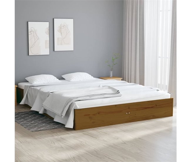 Estructura de cama madera maciza blanca 135x190 cm - Conforama