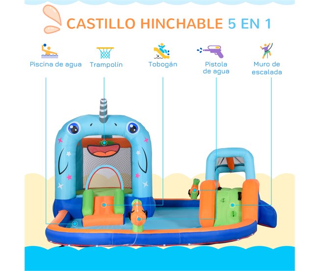 Castillo Hinchable Outsunny 342-052V90 Multicolor