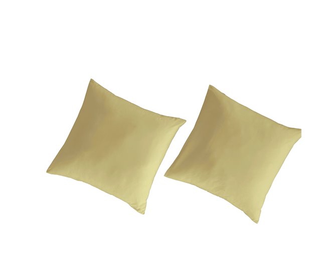 2 Fundas de almohada lisas 100% algodón percal orgánico Amarillo