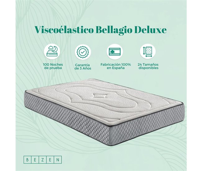 Colchón viscoelástico Bellagio Deluxe Bezen Ergonómico|Alta Gama|Firmeza Media 