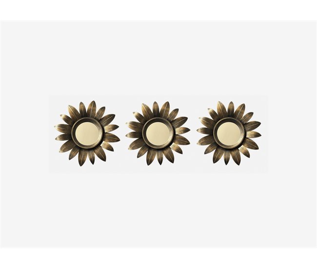 Set de 3 Espejos diseño FLOWER Dorado