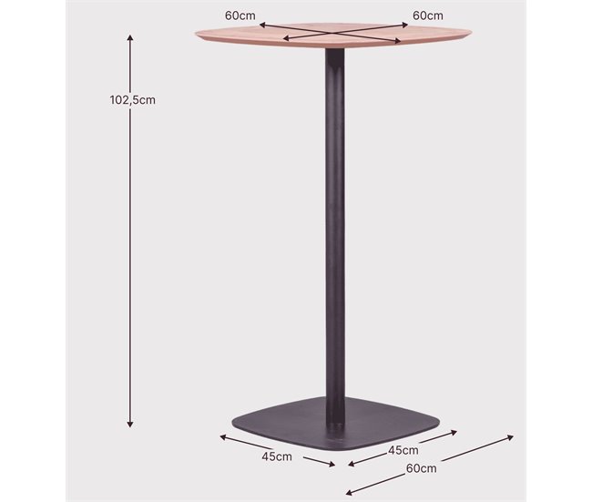 Mesa alta para bar de estilo industrial - Pub 60x60 Roble