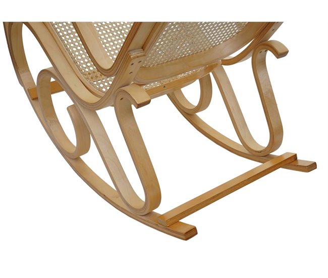 Silla mecedora rocking chair aspecto retro ratán FAB04022 Beige