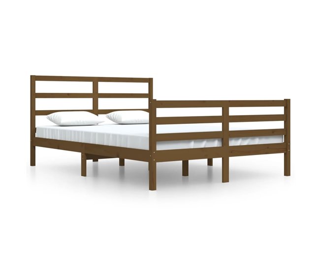 Estructura de cama de madera maciza de pino 160x200 cm - Conforama