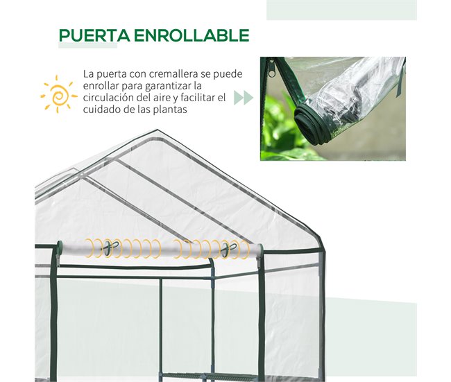 Invernadero Transparente PVC y acero Outsunny Multicolor