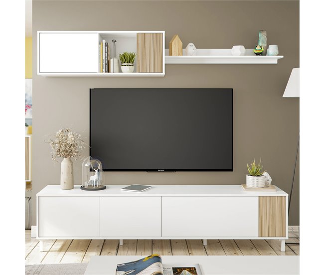 Mueble TV con estante Summer 4 puertas Blanco