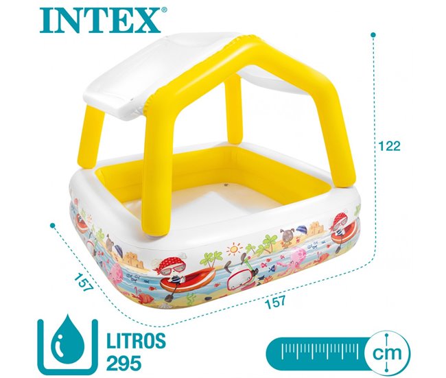 Piscina hinchable infantil INTEX con toldo extraíble - 157x157x122 cm - 295 l Multicolor
