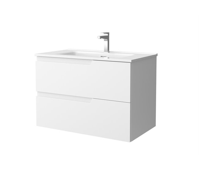 Mueble de baño Tane con uñero desplazado| Lavabo de porcelana 80 Blanco