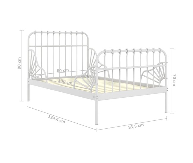 Estructura de cama extensible de metal 130x200 Blanco