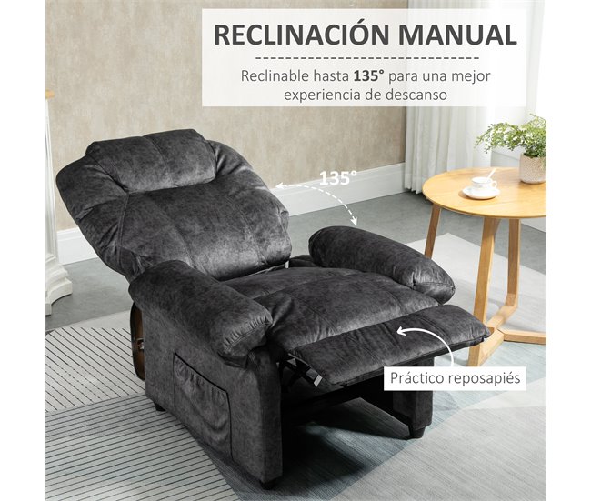 Sillón Relax Reclinable HOMCOM 839-339BK Crudo