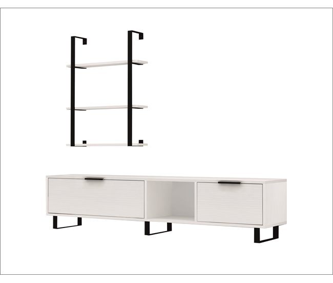 Conjunto mueble TV+ estantería ZENA , blanco Blanco